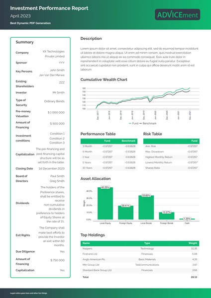 example of investment performance report